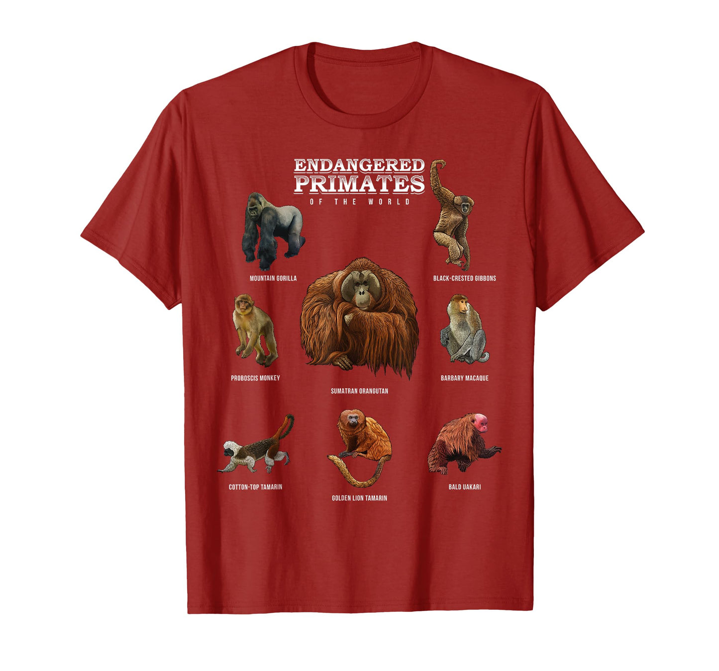 Endangered Primates of the World Shirt Wildlife Zoology Wild T-Shirt