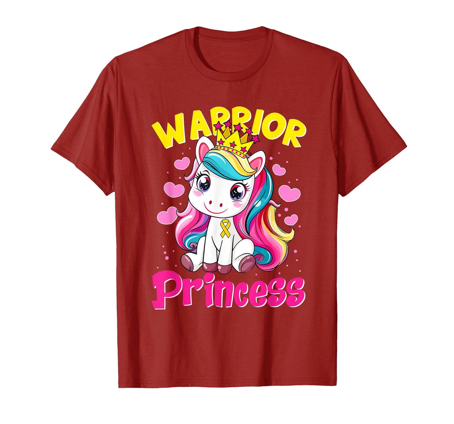 Warrior Princess Unicorn Girls Childhood Cancer Awareness T-Shirt
