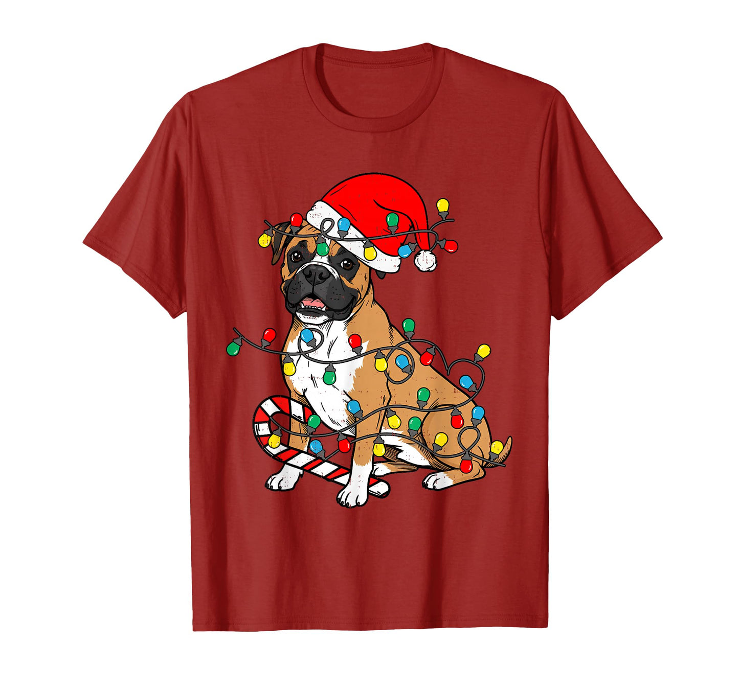 Boxer Dog Christmas Lights Pajama Santa Xmas Pet Dog Lover T-Shirt