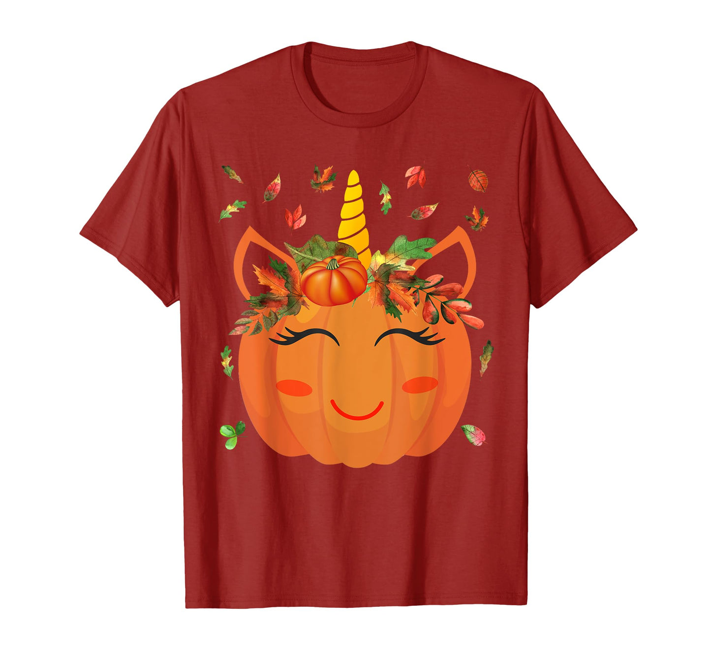 Cute Unicorn Pumpkin for Kids Halloween Thanksgiving T-Shirt