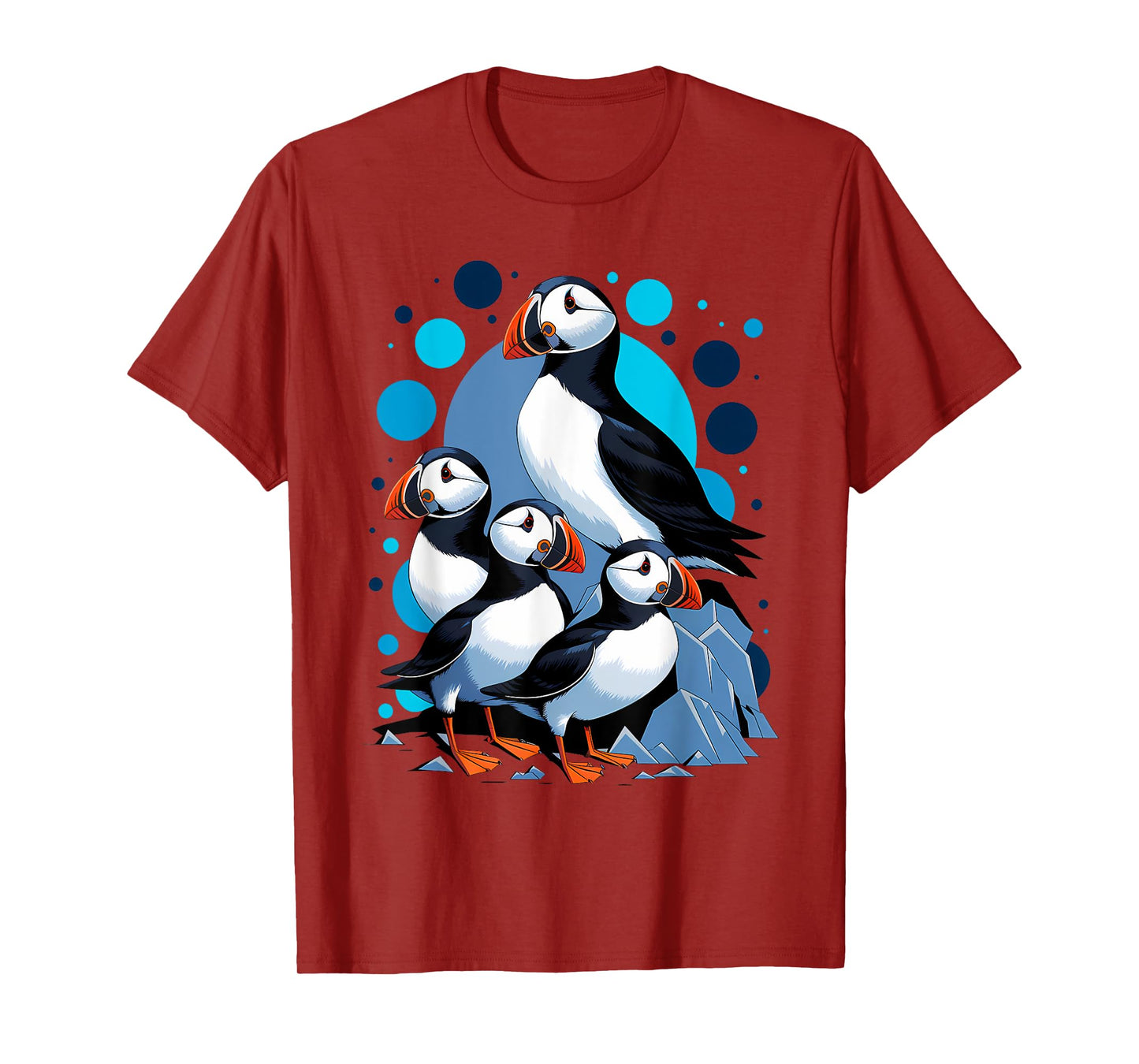 Funny Puffin Birds on Rocks Art T-Shirt