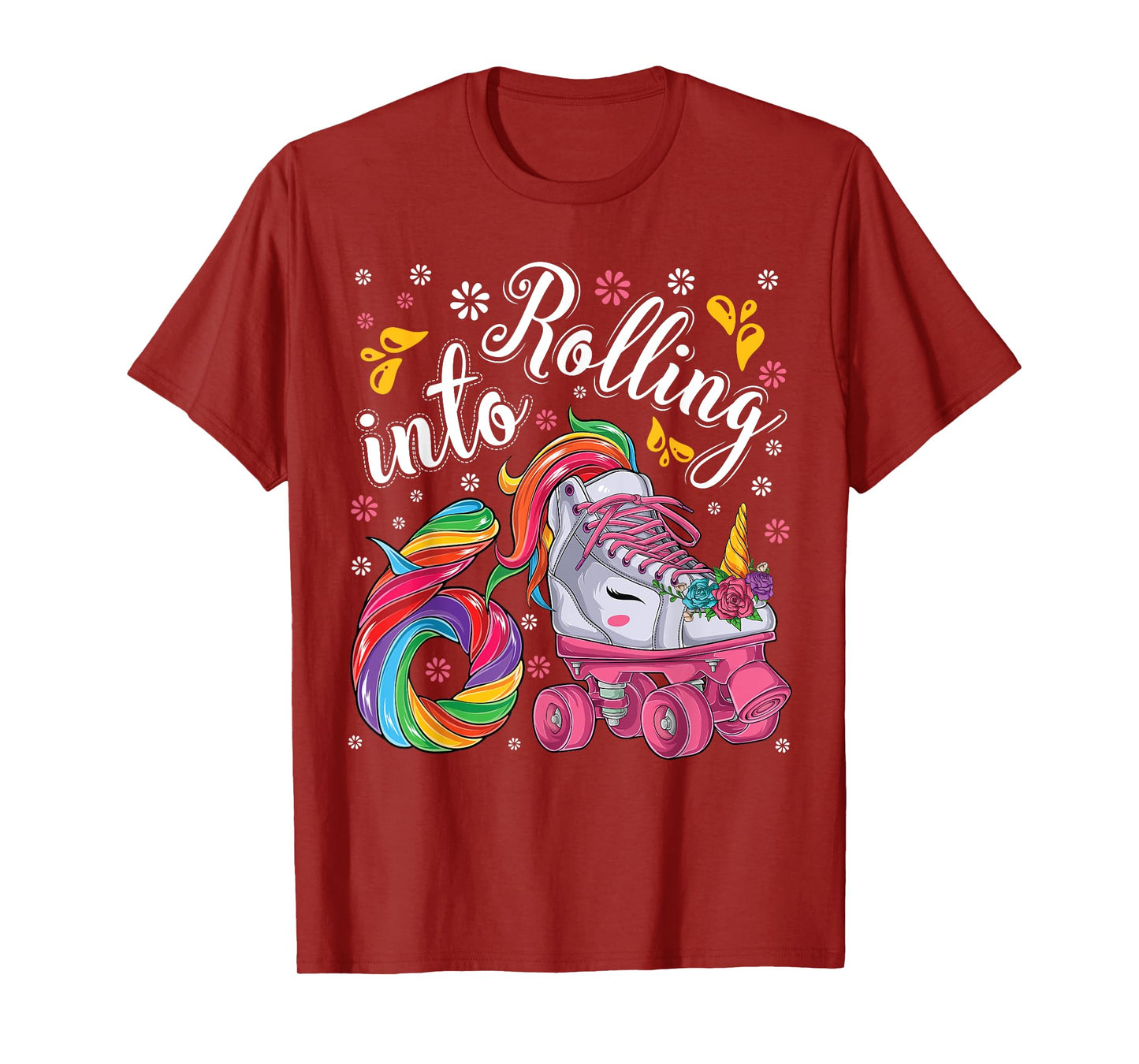 Roller Girl 6 year old Unicorn Rolling skate 6th birthday T-Shirt