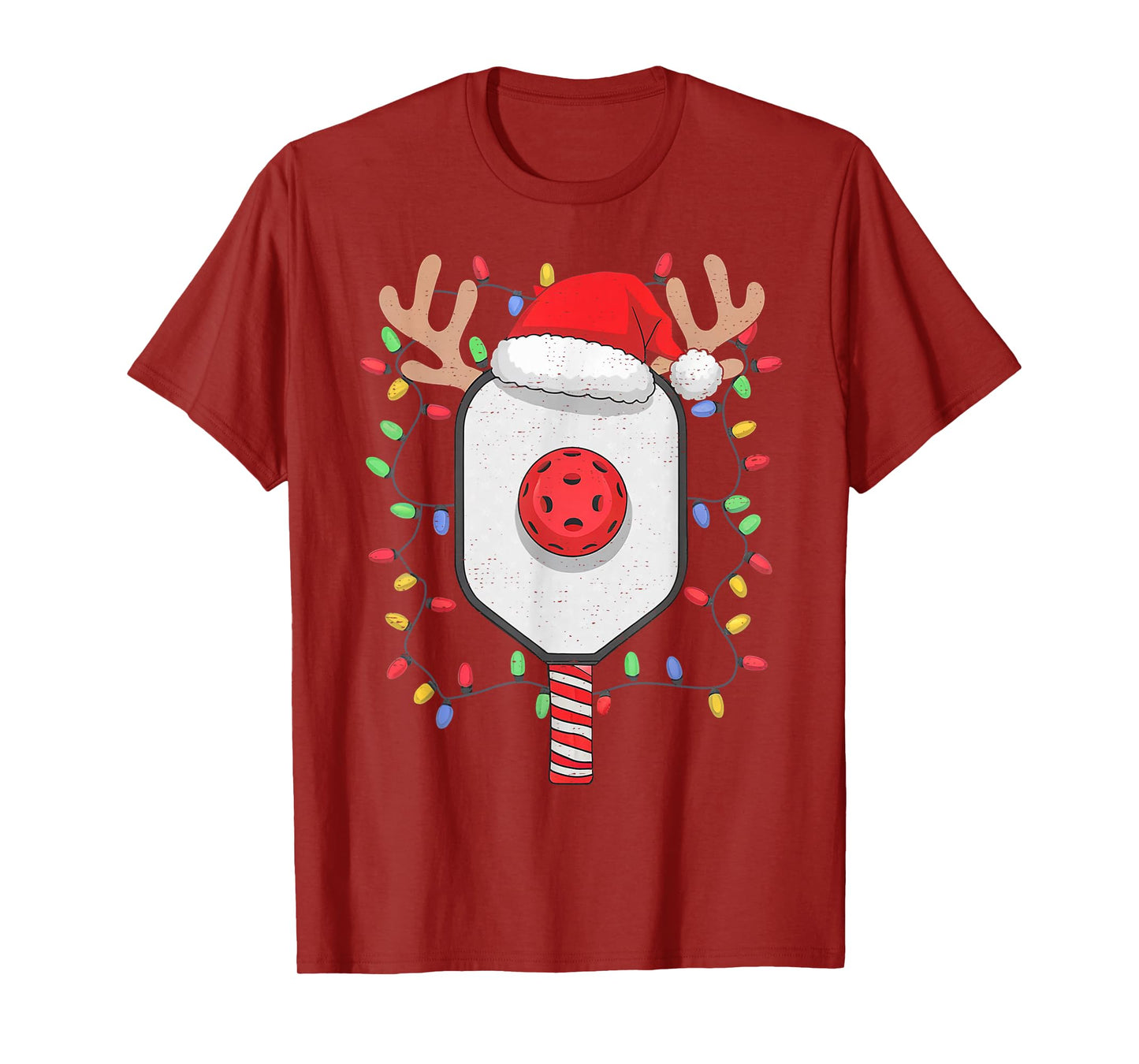 Pickleball Player Christmas Holiday Reindeer Xmas Men Women T-Shirt