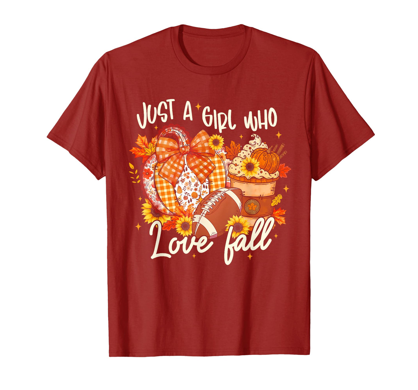 Just A Girl Who Loves Fall Coquette Pumpkin Spice Football T-Shirt