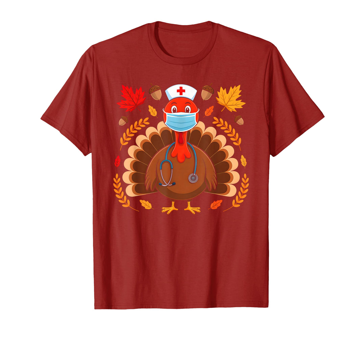 Turkey Nurse Thanksgiving Scrub Tops Women Nursing Holiday T-Shirt