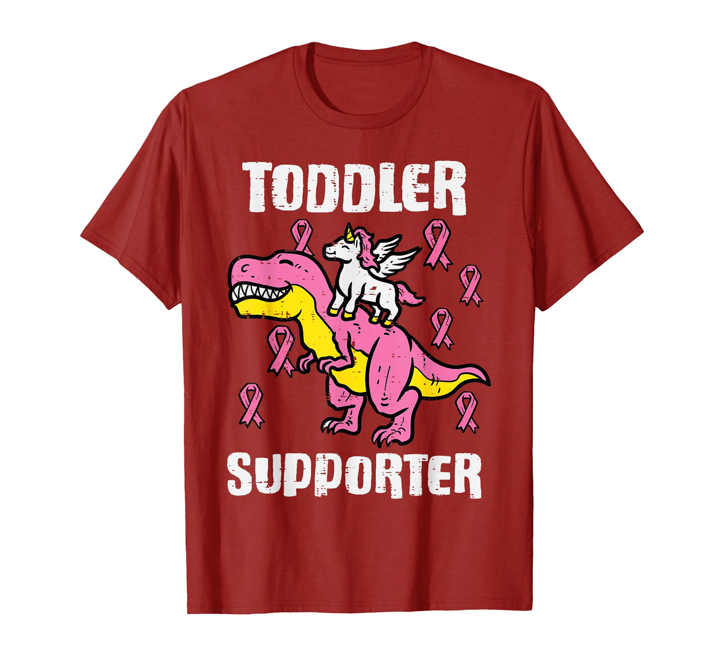 Unicorn Dino Toddler Supporter Breast Cancer Awareness Girl T-Shirt