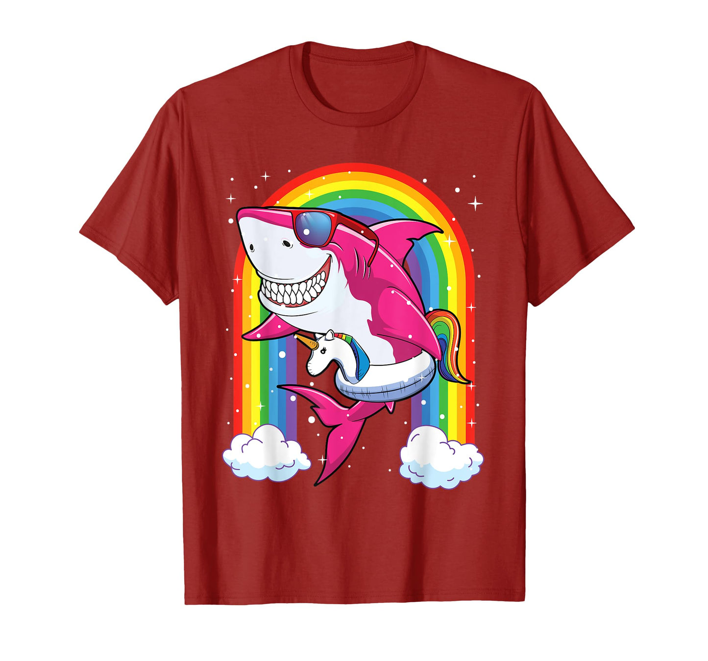 Pink Shark Shirt For Girls Kids Summer Vacation Unicorn T-Shirt