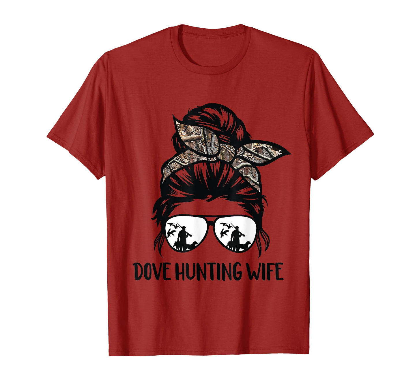 dove hunting wife messy bun Funny Dove Hunter woman mom T-Shirt