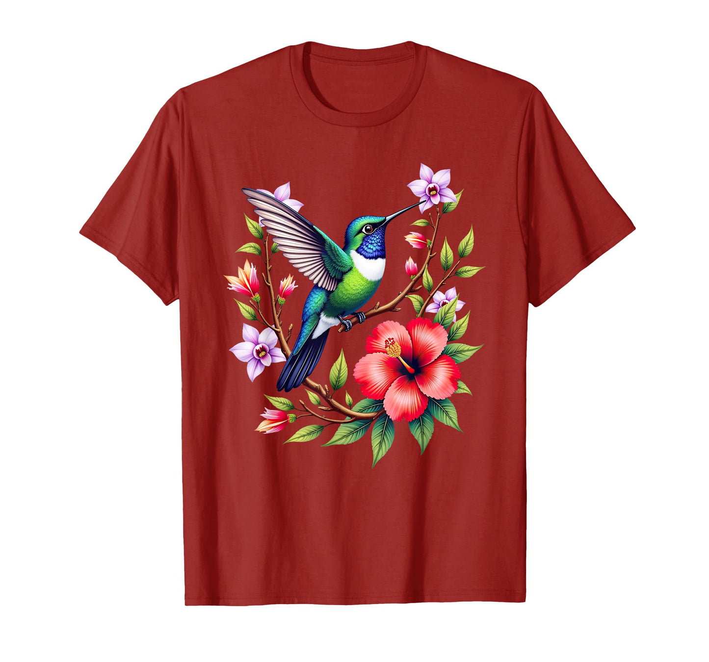 Hummingbird Lovers Colorful Floral Hummingbird T-Shirt
