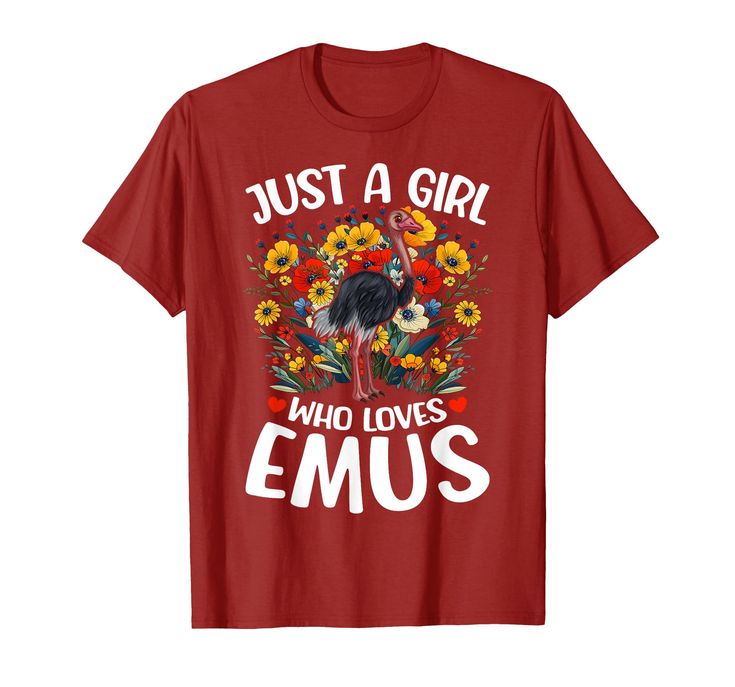 Just A Girl Who Loves Emus Aesthetic Flower Emu Bird T-Shirt