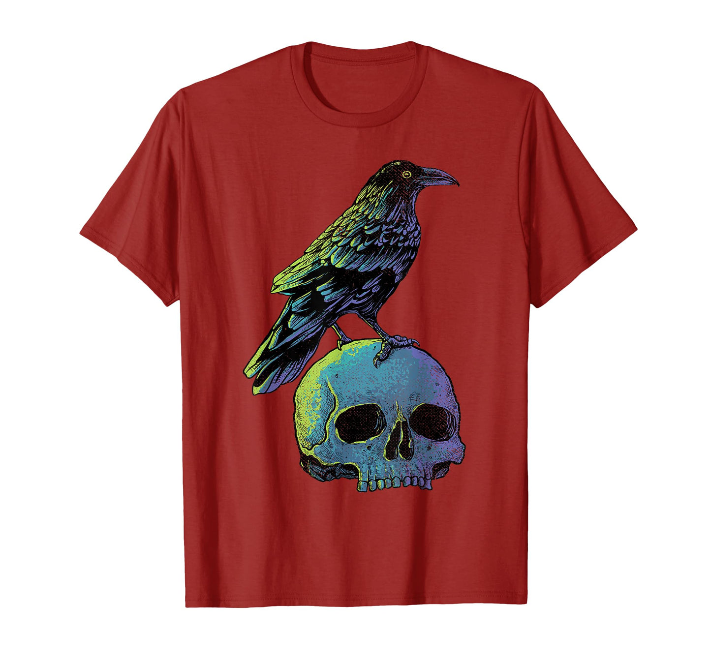 Vintage Crow Skull Spooky Raven Gothic Halloween Apparel T-Shirt