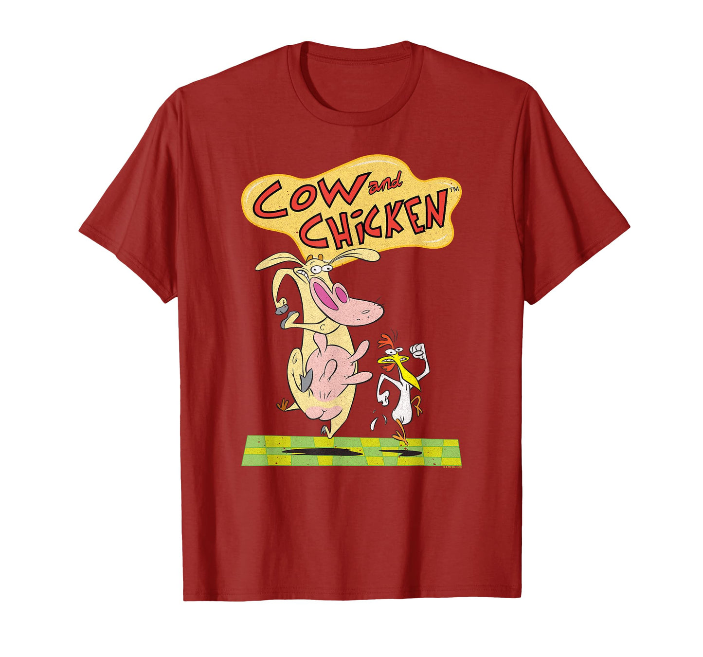 Cow and Chicken Vintage Running Characters Cartoon T-Shirt