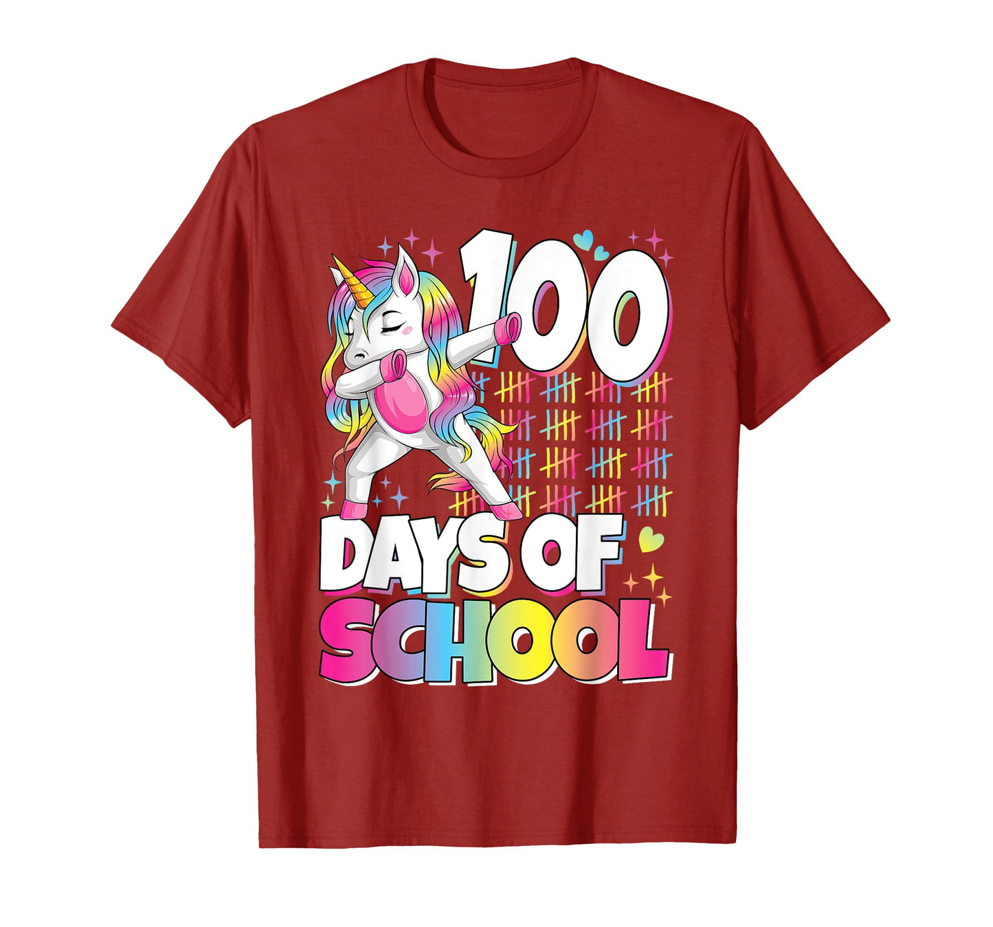 Cute 100 Days Of School Unicorn 100th Day Of School Girls T-Shirt
