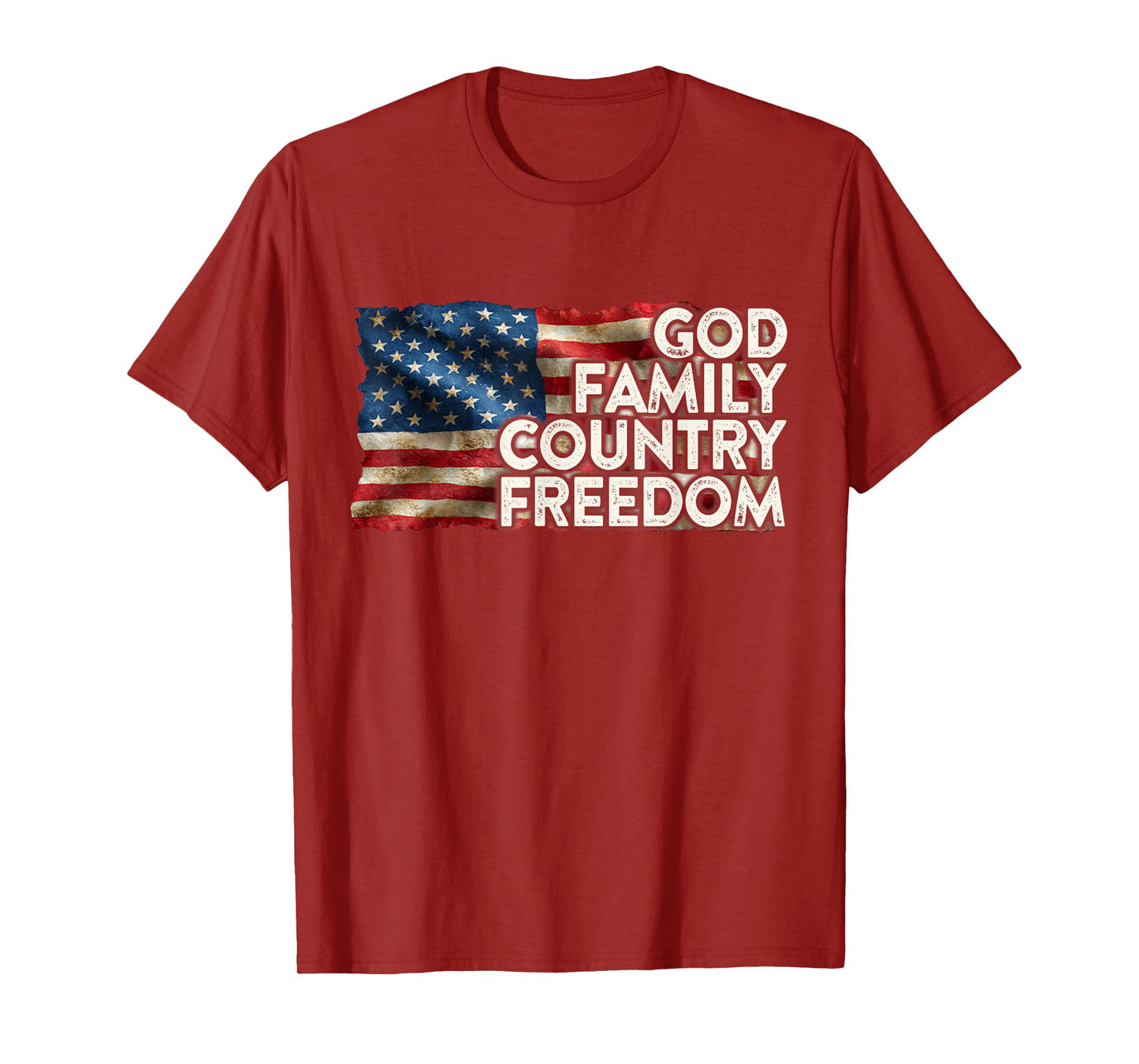 God Family Country Freedom 4th July USA Flag Christian T-Shirt