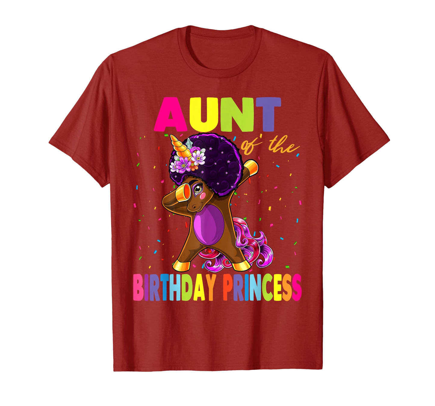 Dabbing Unicorn Afro Aunt of the Birthday Princess T-Shirt