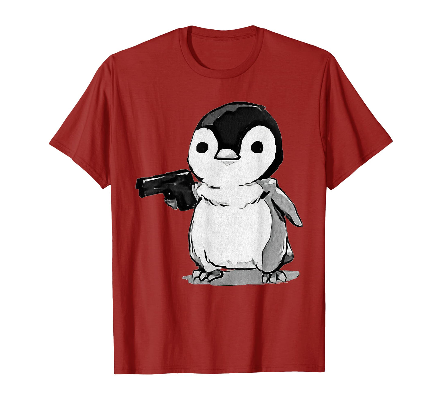 Eagerlys The Little Penguin Holding A Gun Vintage Art T-Shirt