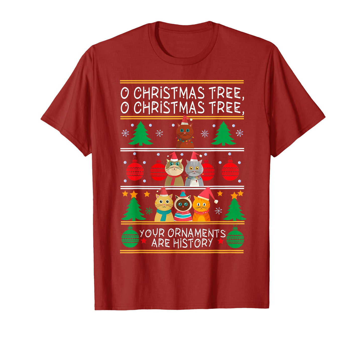 Merry Catmas Funny O Christmas Tree, Cat Xmas Meow Christmas T-Shirt