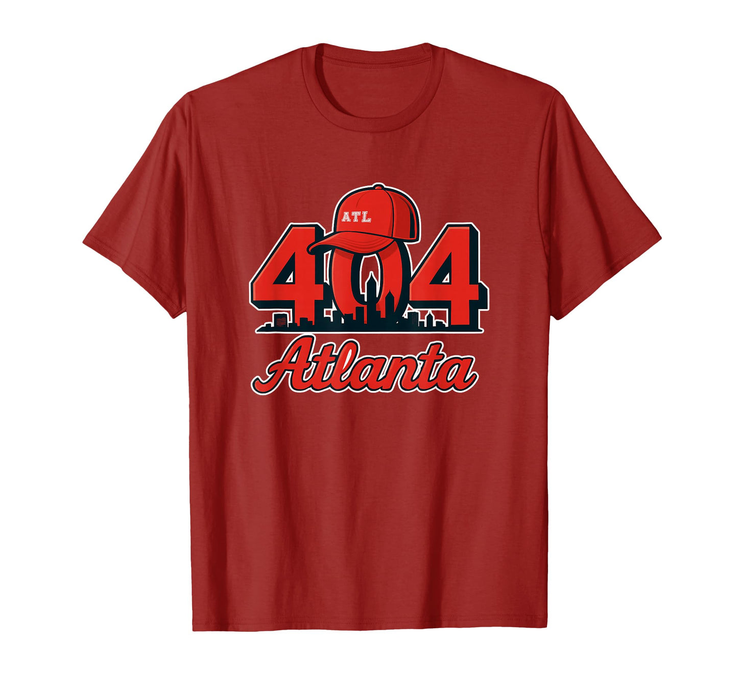 Atlanta 404 Red ATL Hat Skyline Hometown T-Shirt