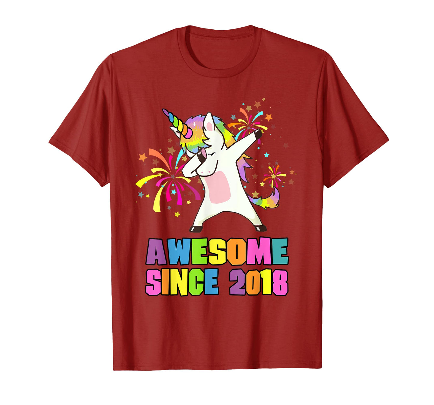 7 Years Old 7th Birthday Awesome Since 2018 Unicorn T-Shirt