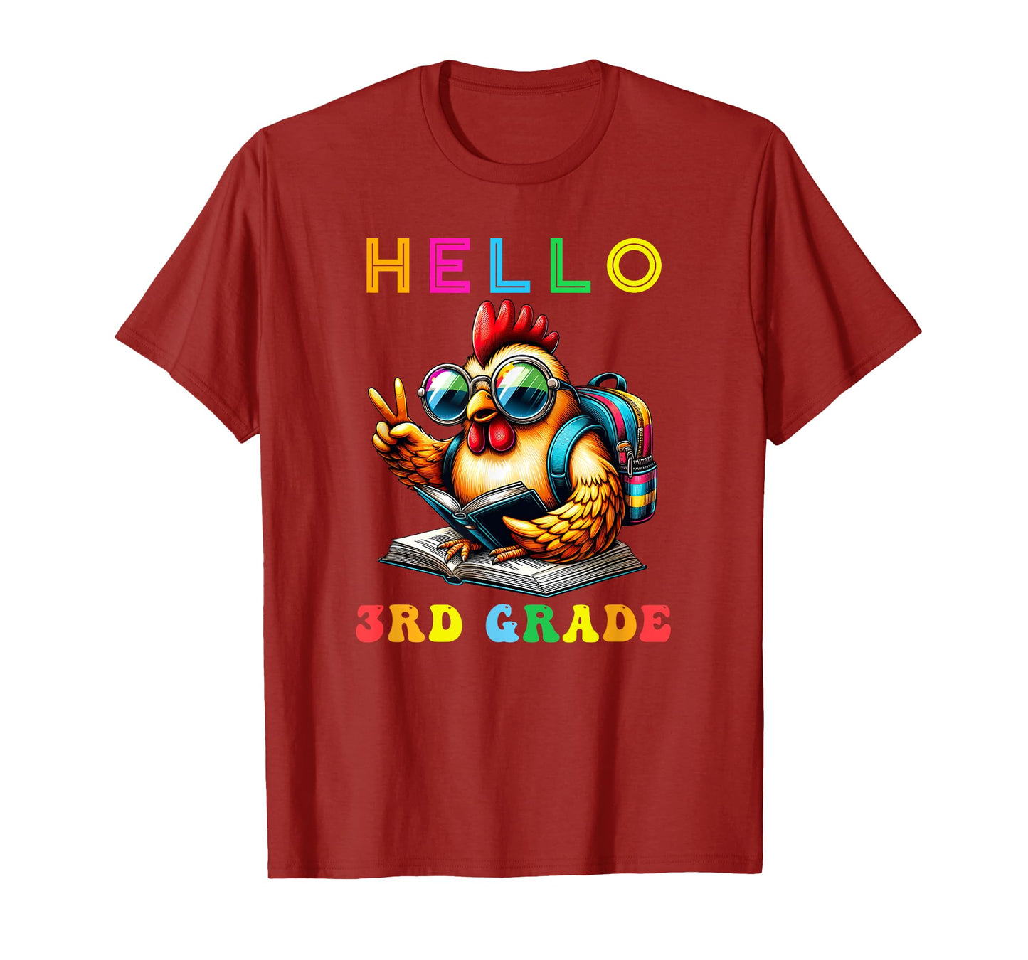 Hello Third Grade Chicken Lover Back to School Kids Teacher T-Shirt