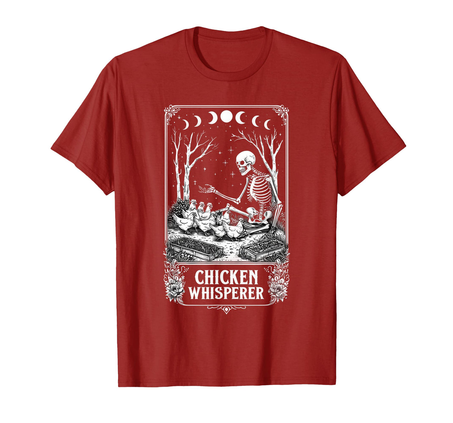 Skeleton Tarot Card design – Witchy Chicken Garden design T-Shirt