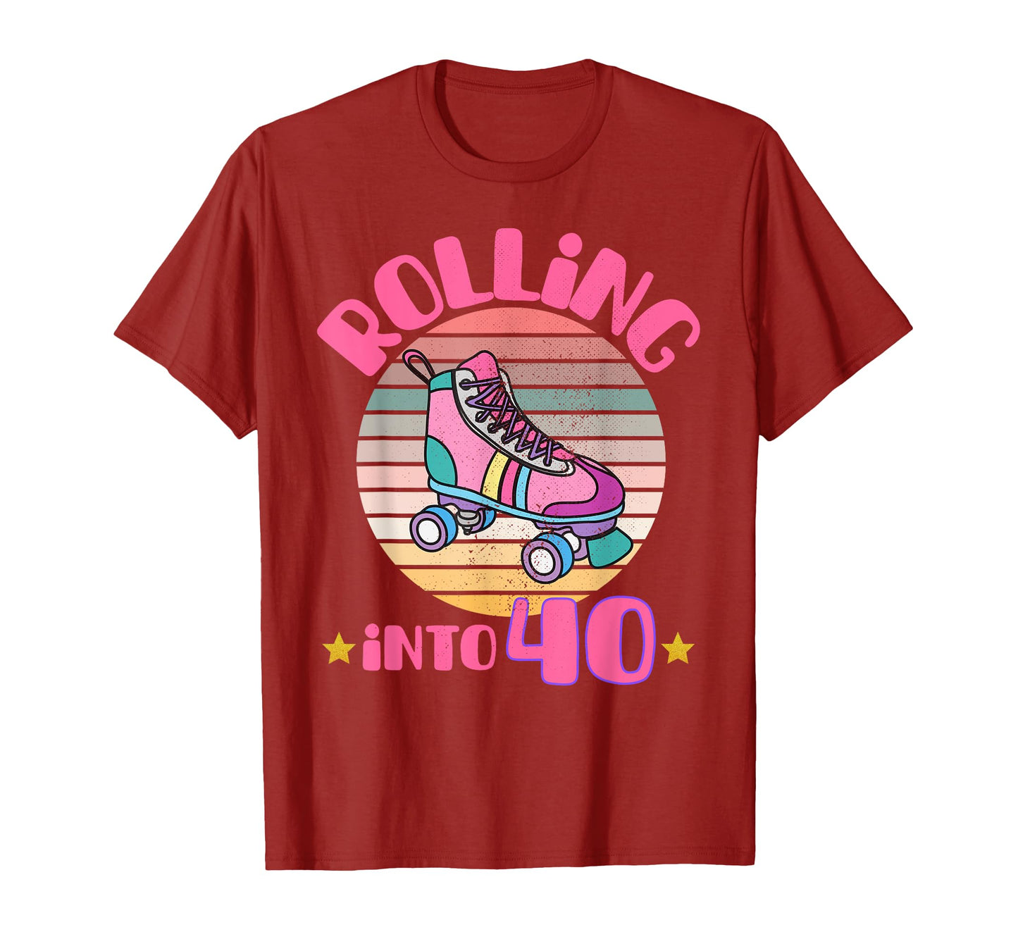 Roller Skating 40 Year Old Birthday Girl Rolling Into 40 T-Shirt