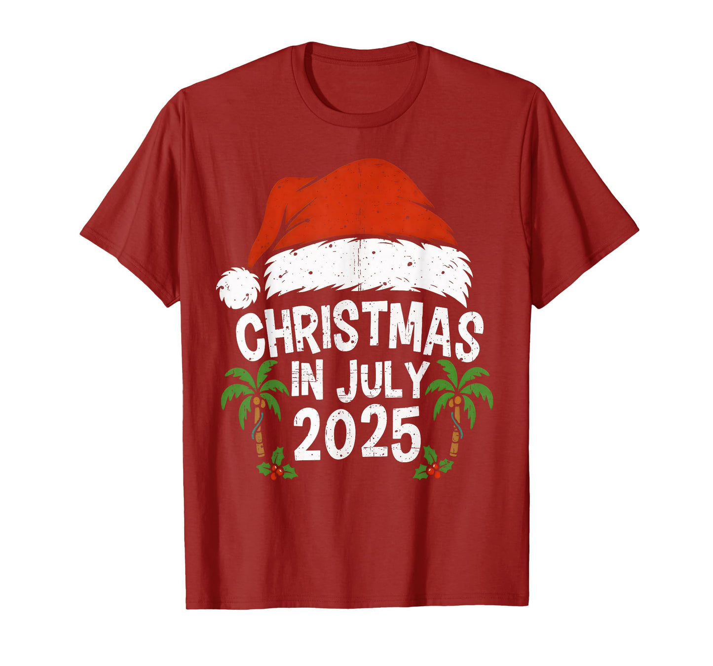 Santa Hat Christmas In July 2025 Family Vacation Summer 2025 T-Shirt