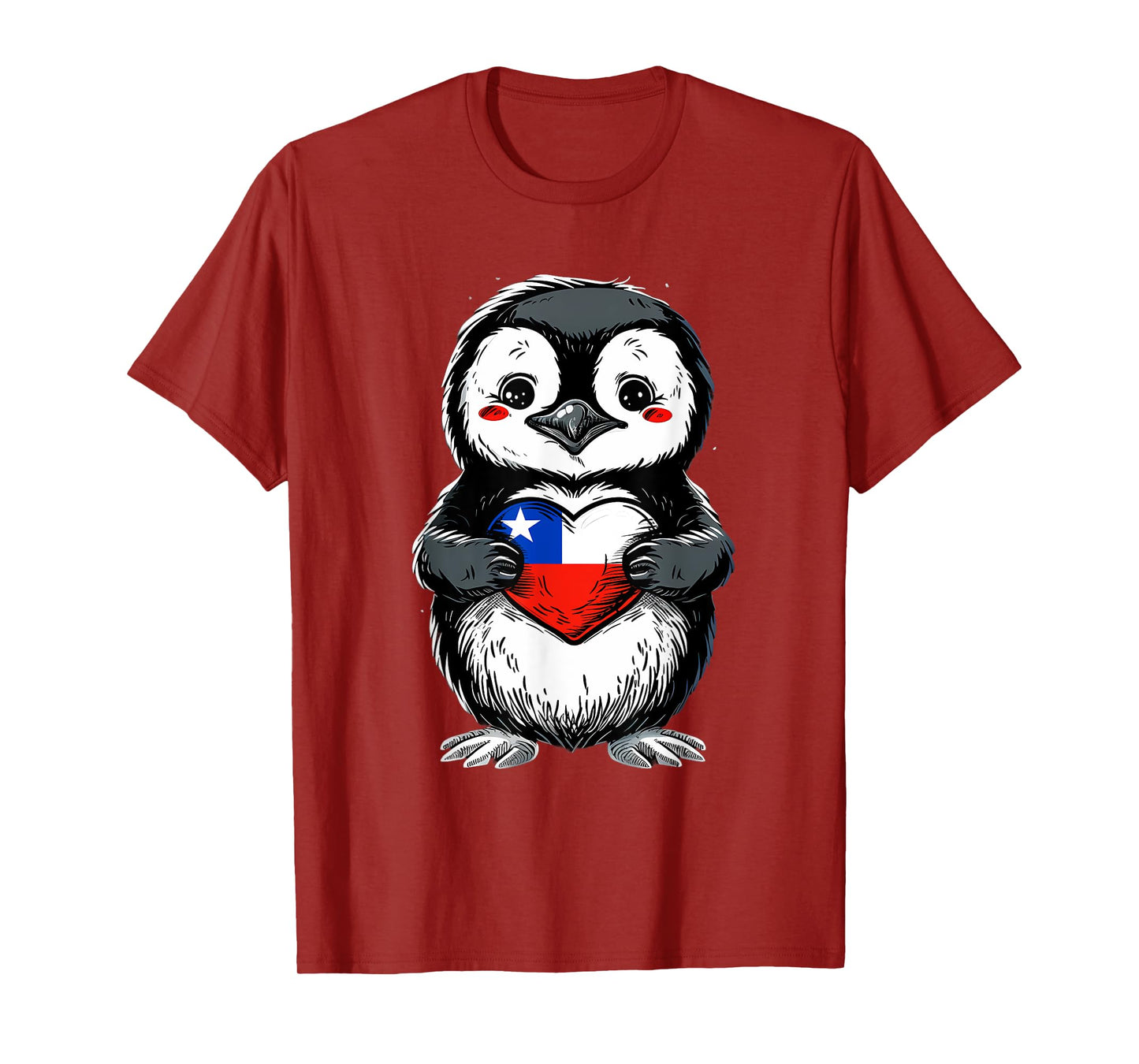 Chile Chilean Flag Heart Penguin Chilean Pride Chilean Roots T-Shirt