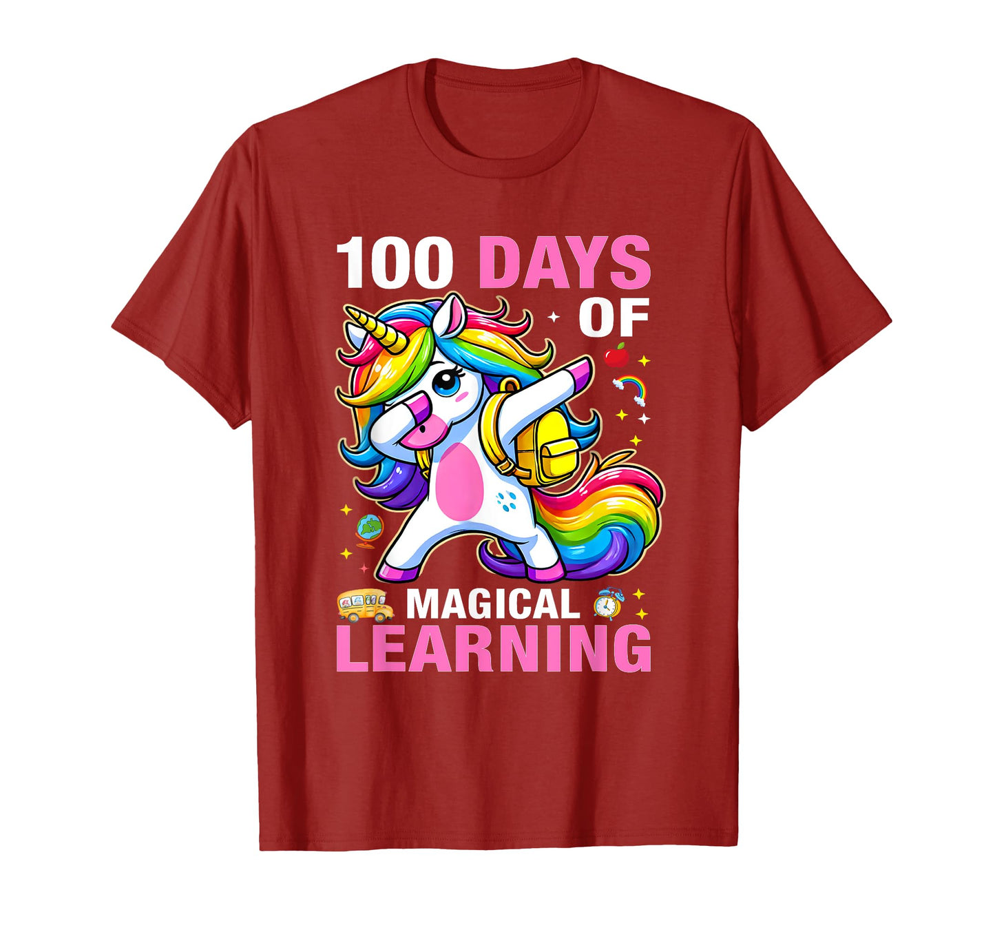 100 Days of Magical Learning Unicorn 100 Days Of School Girl T-Shirt