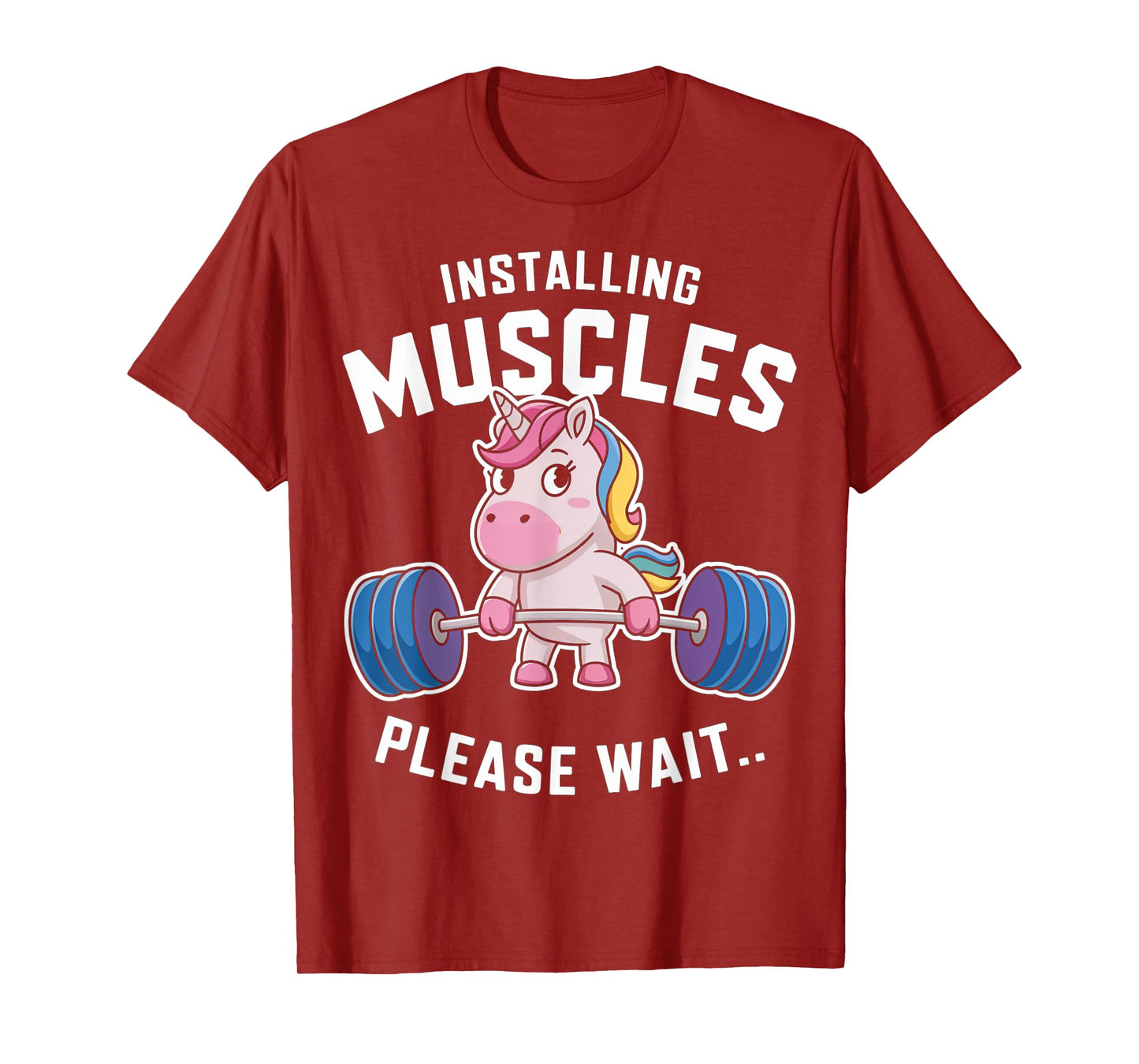 Unicorn Lifting Barbell Loading Muscles Funny Gym Design T-Shirt