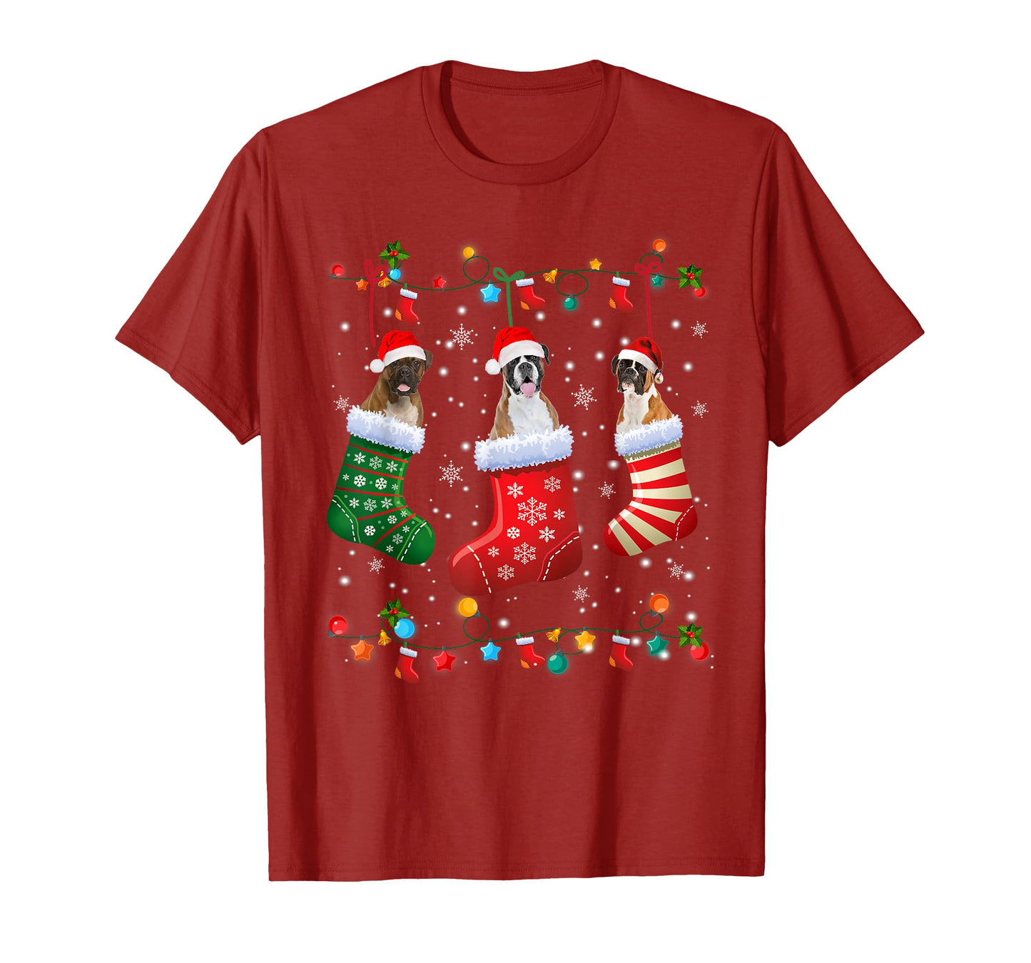 Christmas Socks Pajama Boxer Dog Puppy Lover T-Shirt for Men Women Kids