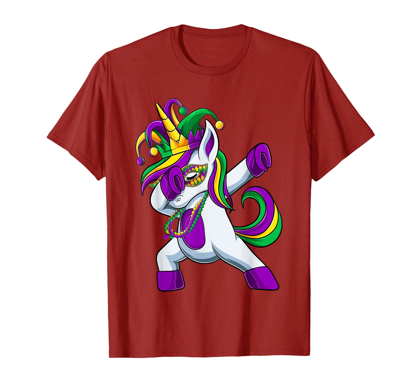 Dabbing Jester Unicorn Mardi Gras Shirt, Kids Girls T-Shirt