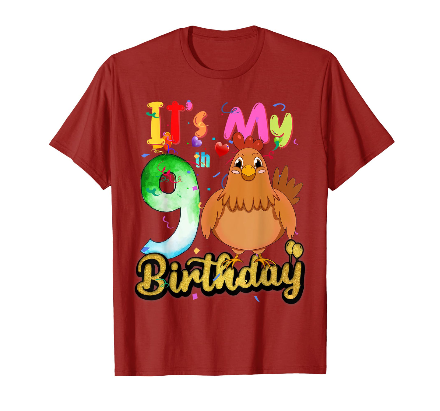 Kids Chicken 9th Birthday 9 Years Old Girls Chicken Birthday T-Shirt