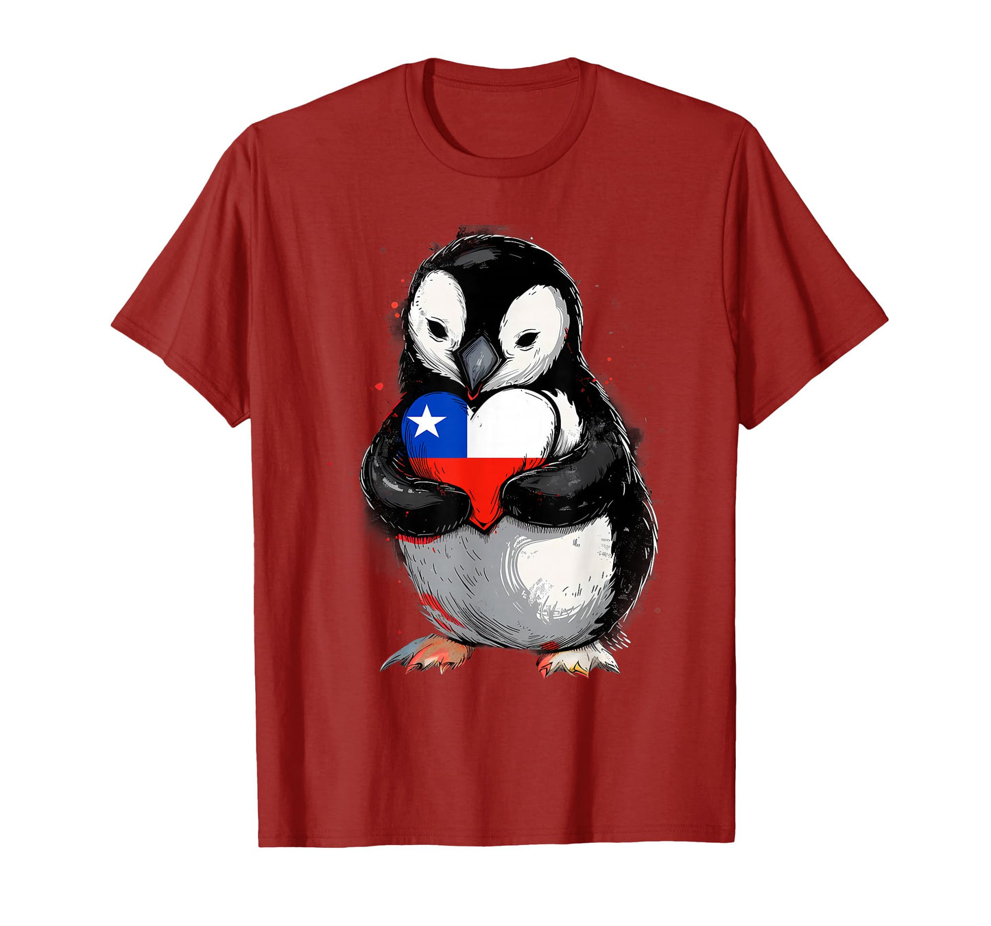 Chile Heart Penguin Chilean Pride Chilean Roots Chilean Flag T-Shirt
