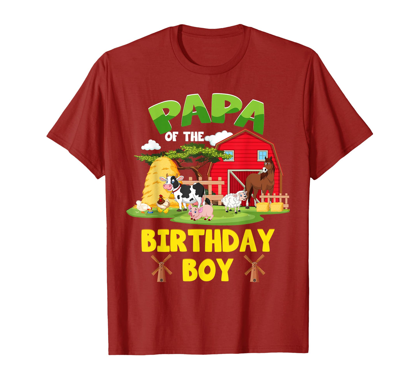 Papa Of The Birthday Boy Farm Animals Barnyard Party T-Shirt