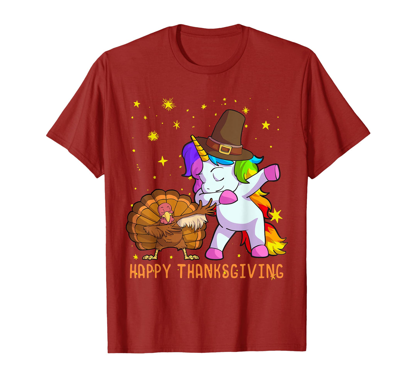 Cute Unicorn Thanksgiving Shirt For Girls Pilgrim Hat Turkey T-Shirt