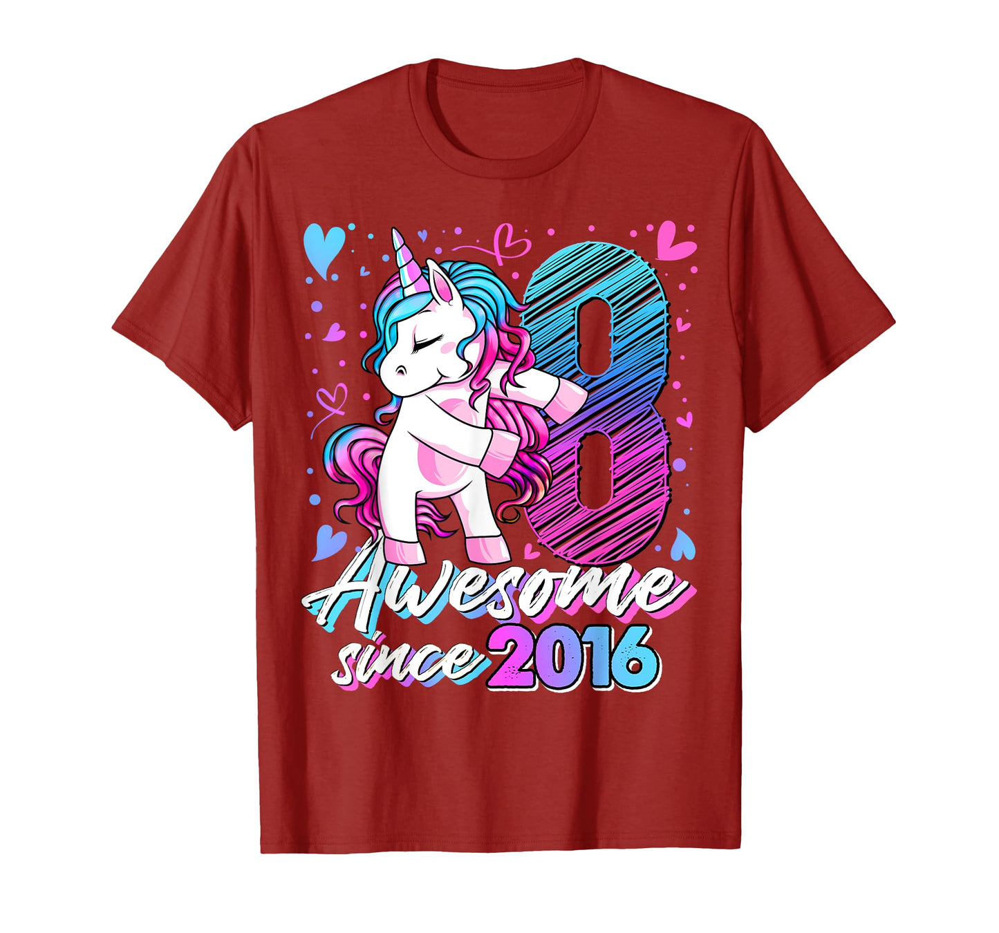 8 Years Old Flossing Unicorn Gifts 8th Birthday Girl Party T-Shirt