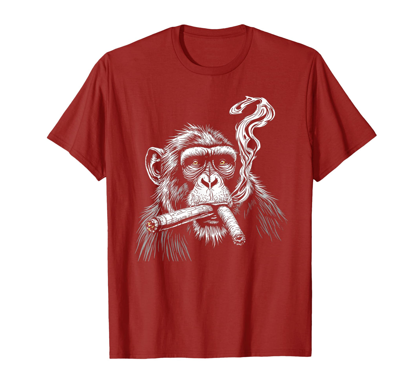 Monkey Smoking Cigars Funny Zoo Animal Art Graphic T-Shirt