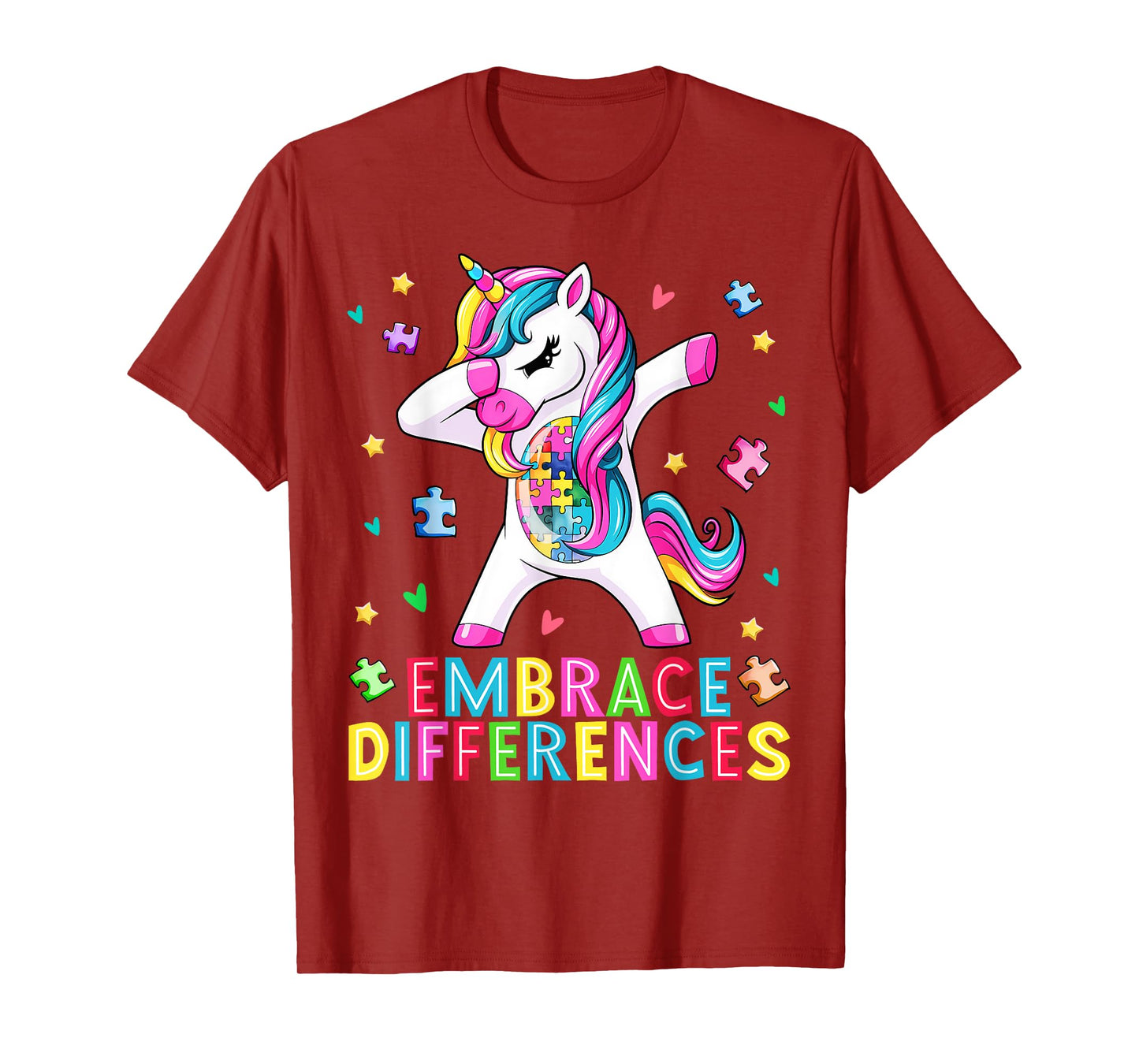 Funny Autism Awareness Cute Dabbing Unicorn Women Kids Girls T-Shirt