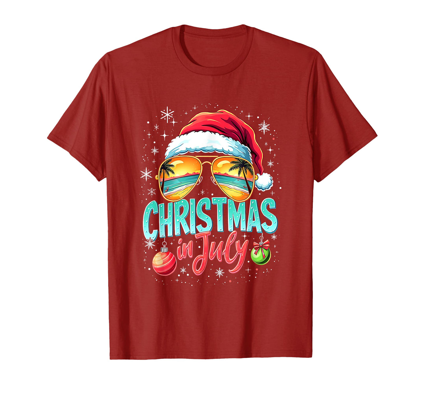 Beach Christmas in July Santa Claus Sunglasses Men Women T-Shirt