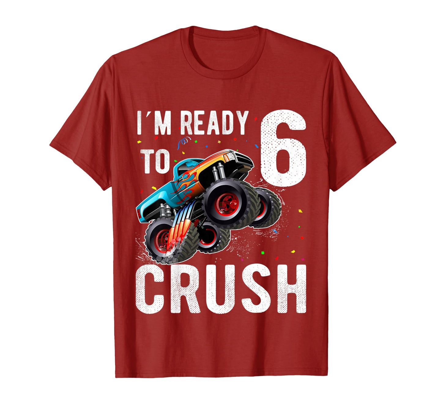 Kids Monster Trucks 6th Birthday Party Shirt Six Years old Boys T-Shirt