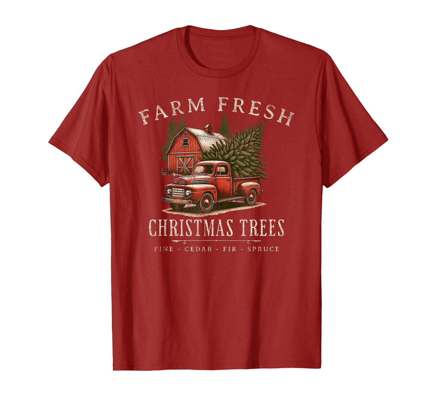 Willow Grove Designs Unisex-Adults, Unisex-Kids Christmas Holiday T-Shirt - Black, Small - Rustic Farmhouse Vintage Truck - Short Sleeve - Crew Neck - Solid - Pull On - 1 Count