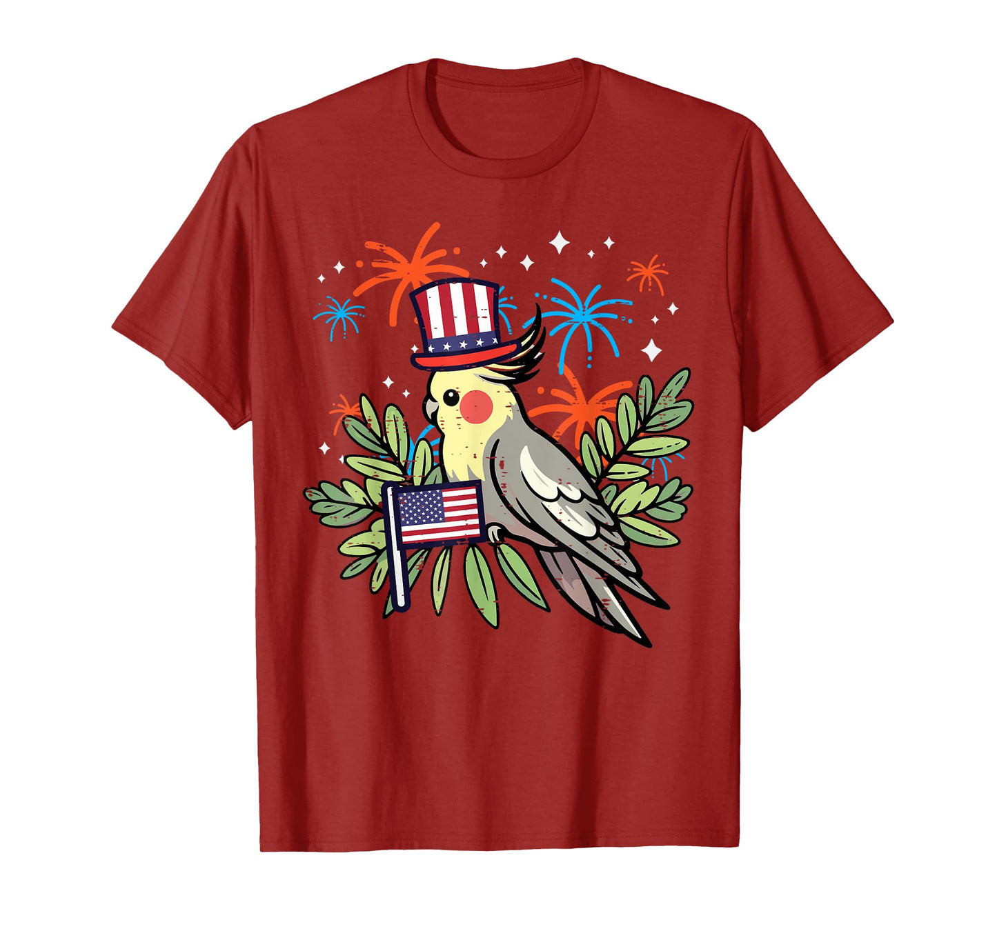 4th Of July Bird Cockatiel Independence Men Women Kids T-Shirt