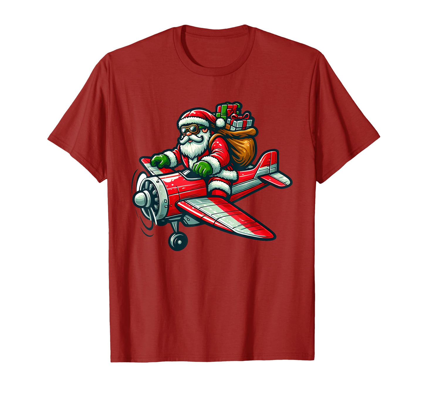 Santa Claus Flying Airplane Christmas Pajama Toddler Kids T-Shirt