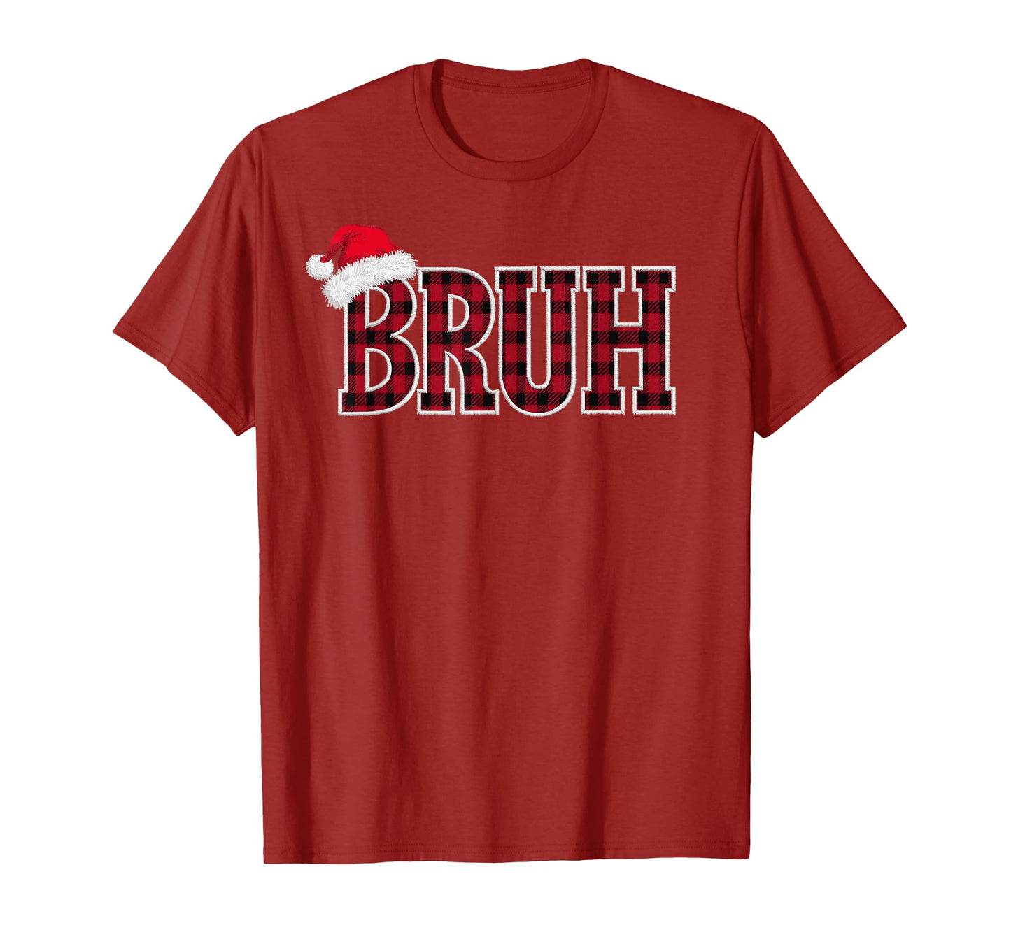 Bruh Funny Christmas Plaid Xmas Pajamas Teens Boys Kids T-Shirt
