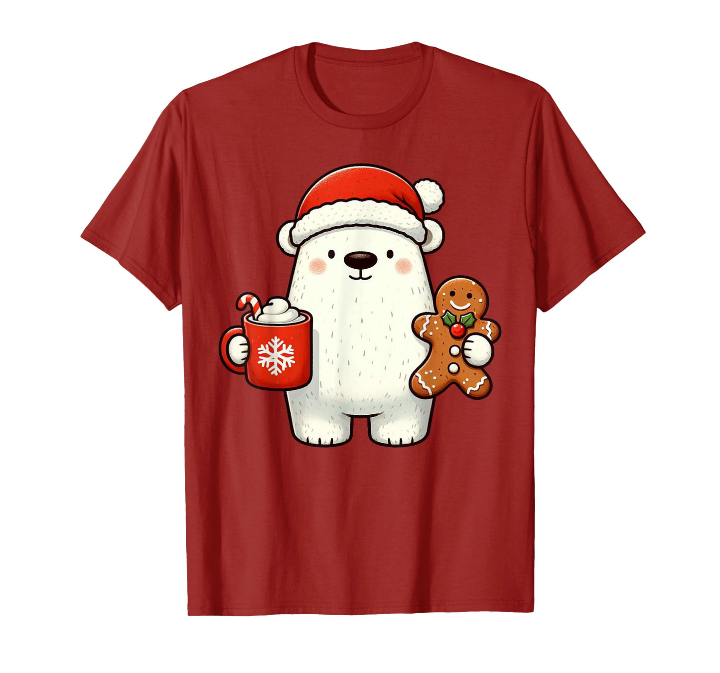 Polar Bear Santa Hat Christmas Holiday Xmas Coffee Cookies T-Shirt