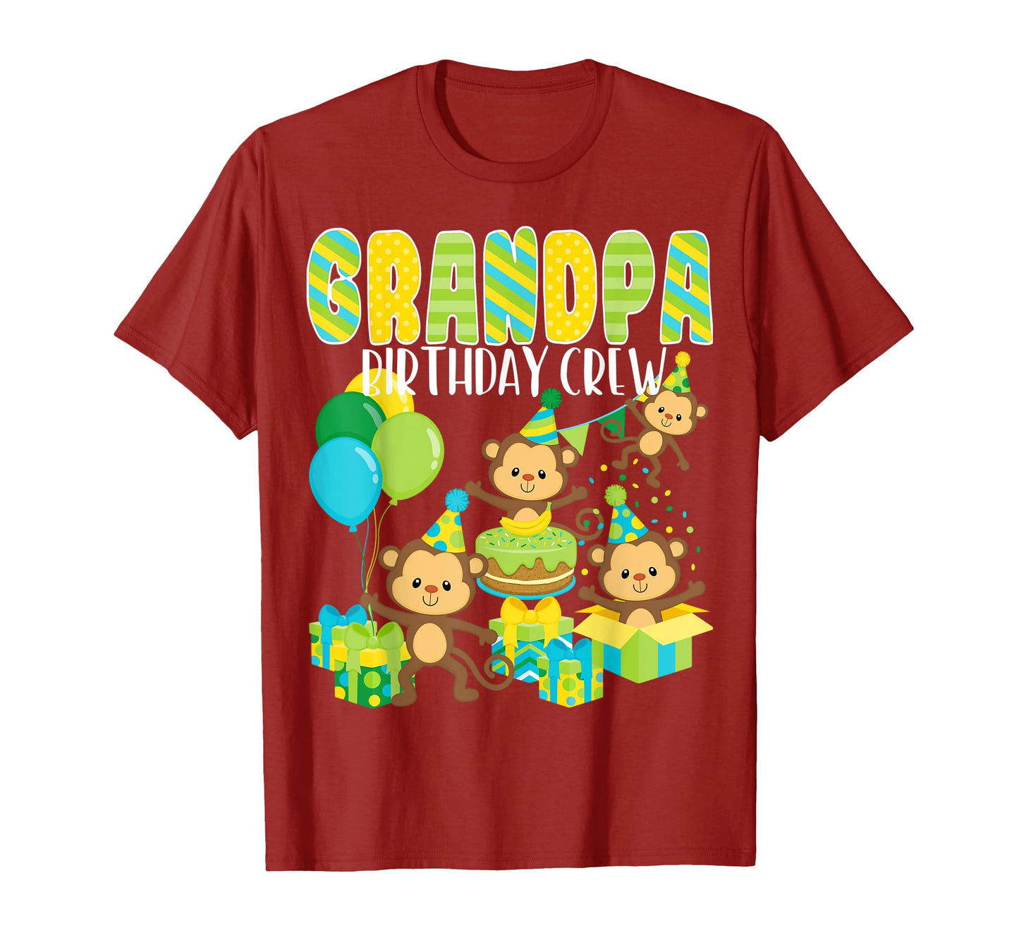 Birthday Party Monkey Grandpa Birthday Crew Family Matching T-Shirt