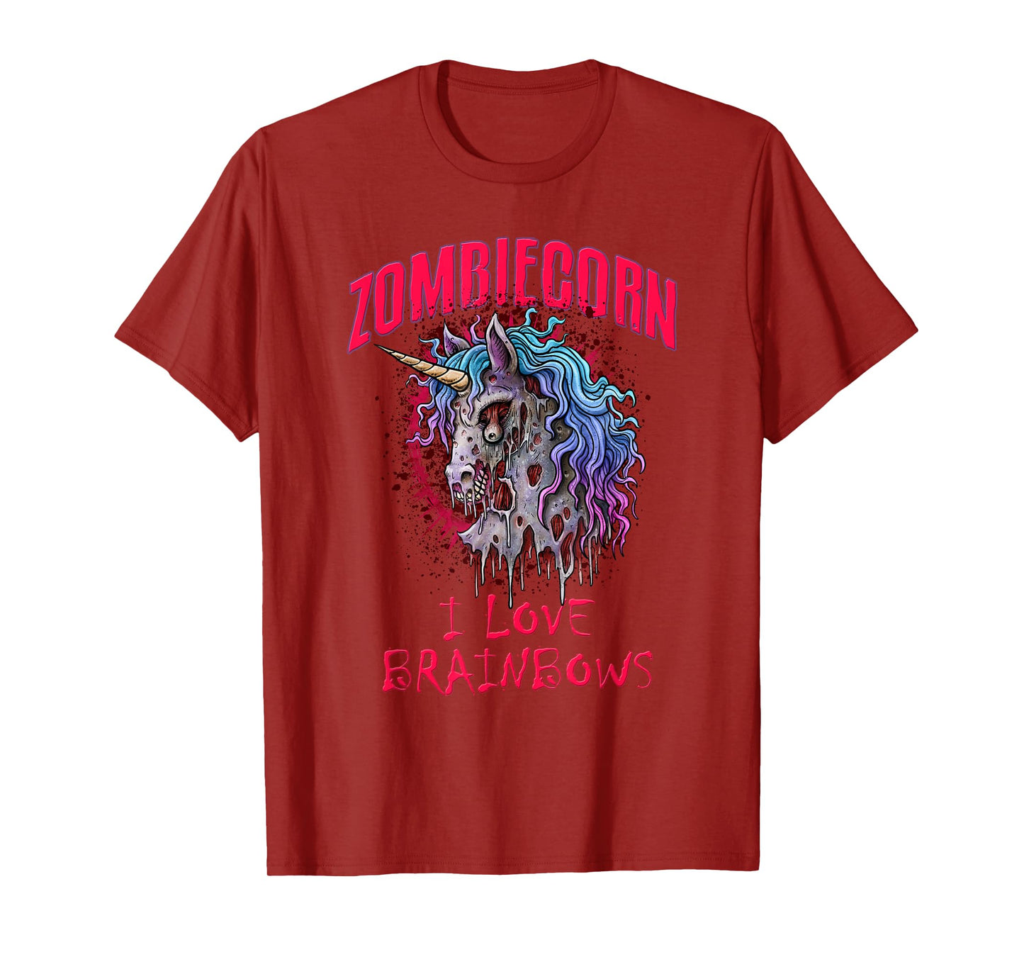 Zombie Unicorn I Love Brainbows Punk Gothic Goth Halloween T-Shirt