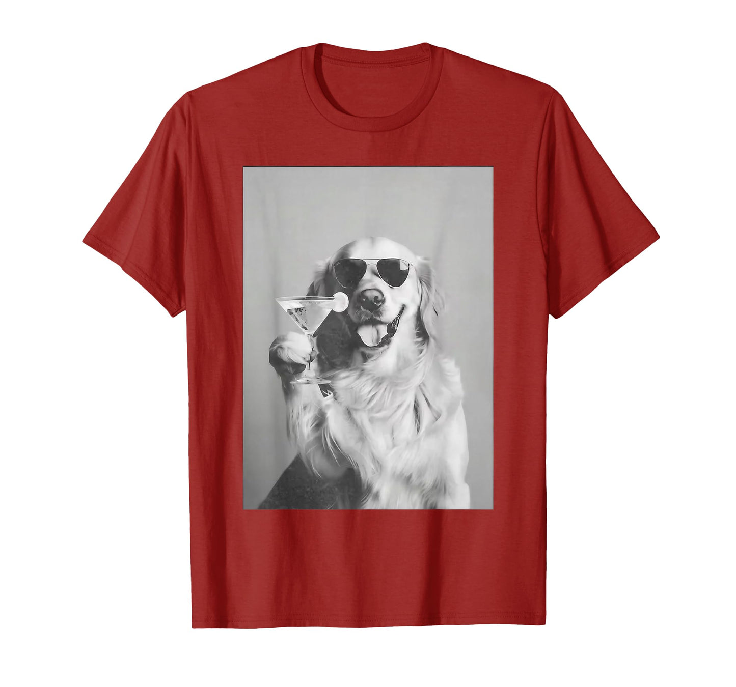 Funny Cocktail Dog Golden Retriever With Sunglasses Martini T-Shirt