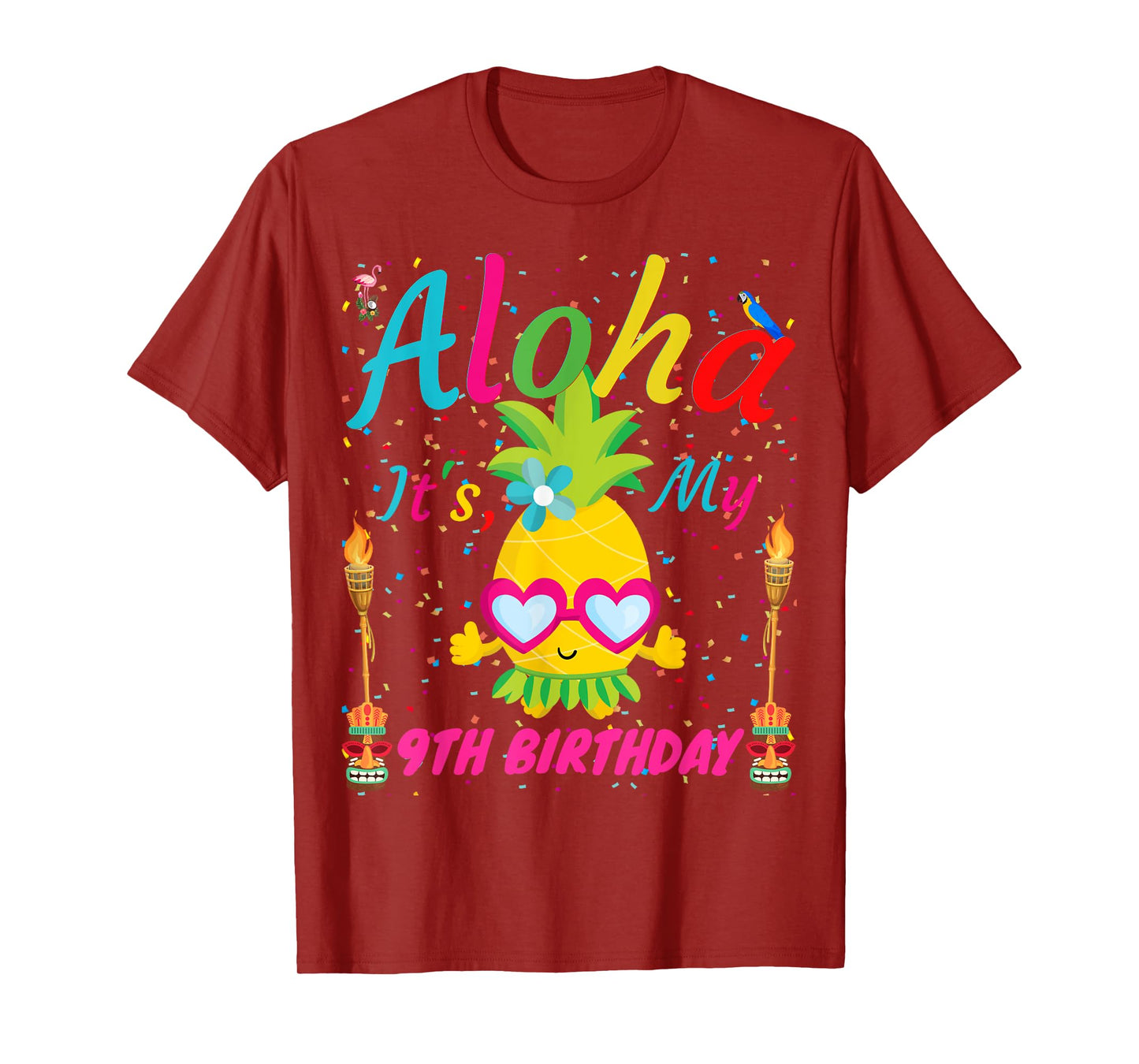 Aloha It's My 9th Birthday Hawaii 9 Years Girls Luau Candles T-Shirt